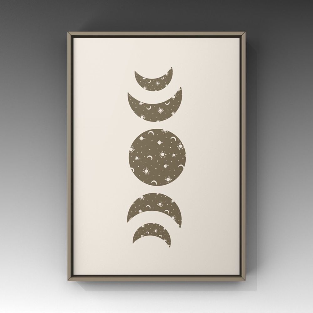 Modern Moon phases graphic design wall art print